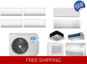 Midea 4-Zone 22.4 SEER2 Mini Split H-Heat Pump (-22°F) E-Star: 12 EER/9.5 HSPF (R410a)